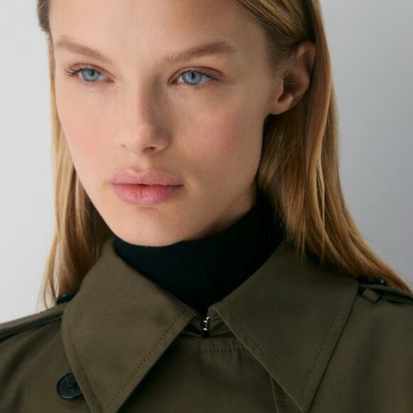 NWT Aritzia New The Finch Mid Trench Coat - City Twill Olive L - Picture 4 of 12